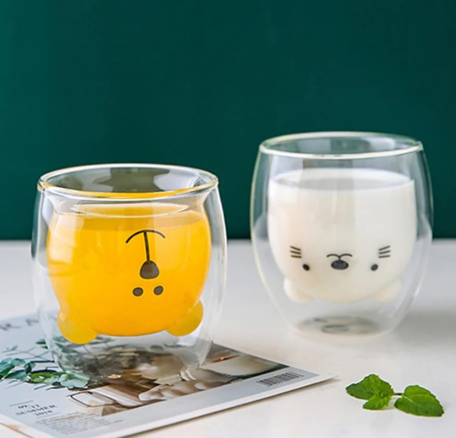 Doppelschichtiger Glasbecher "Tier"